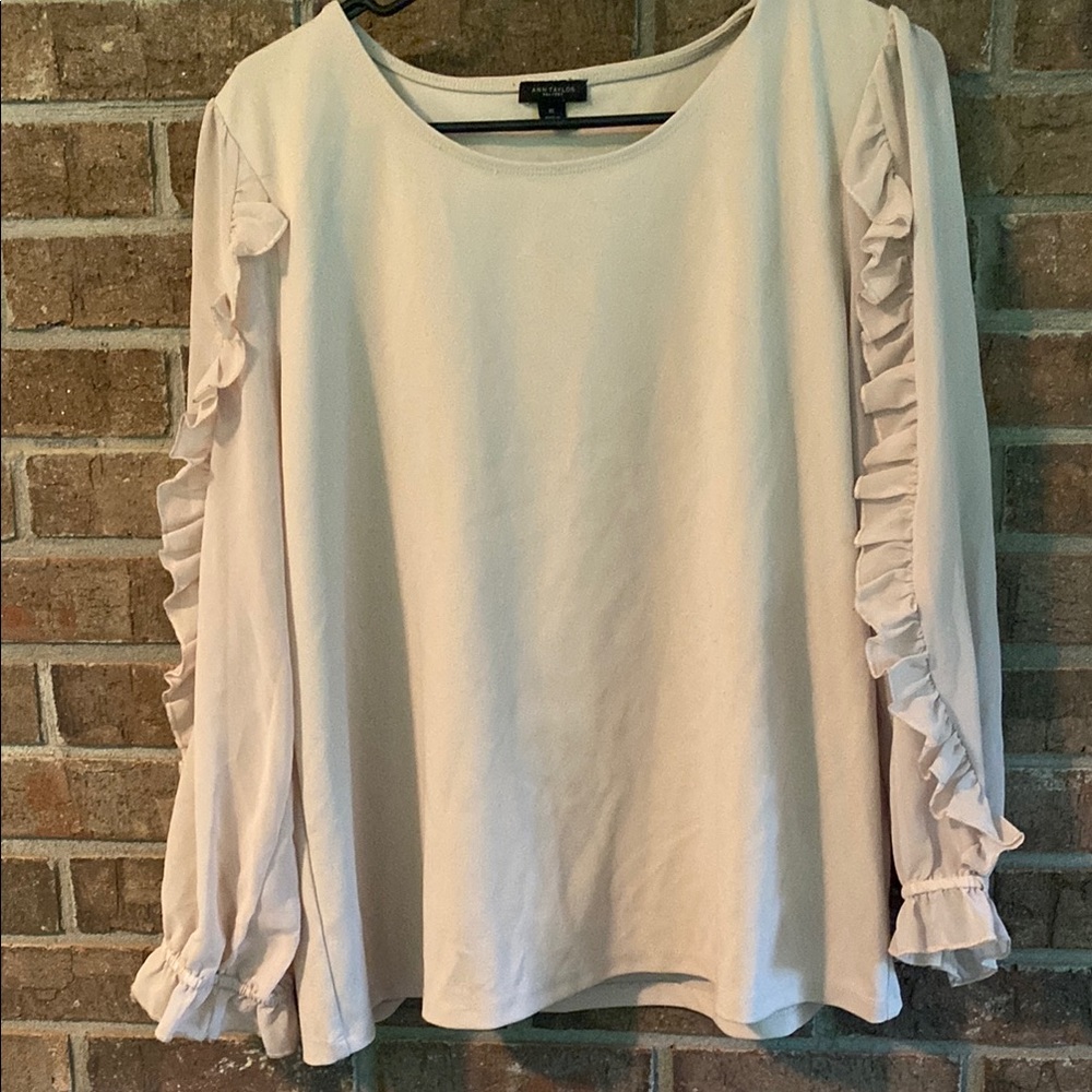 Ann Taylor Cream Ruffled Blouse